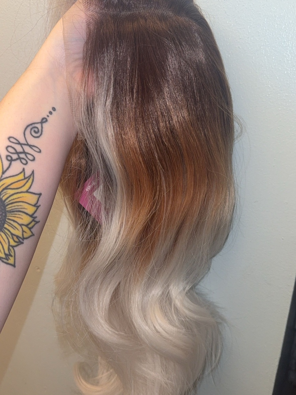 Wavy Ombre Brown to Platinum Blonde Hairpiece - Multi-Tone Women Hair
